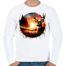 PRINTFASHION Szarvas - erdei naplemente - ajándék vadászoknak - Férfi pulóver - Fehér