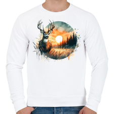 PRINTFASHION Szarvas - erdei naplemente - ajándék vadászoknak - Férfi pulóver - Fehér férfi pulóver, kardigán