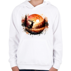 PRINTFASHION Szarvas - erdei naplemente - ajándék vadászoknak - Gyerek kapucnis pulóver - Fehér