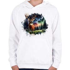 PRINTFASHION Szarvas - erdei naplemente - ajándék vadászoknak - Gyerek kapucnis pulóver - Fehér gyerek pulóver, kardigán