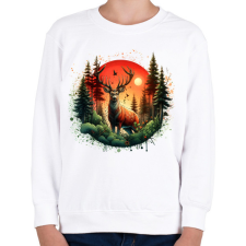 PRINTFASHION Szarvas - erdei naplemente - ajándék vadászoknak - Gyerek pulóver - Fehér gyerek pulóver, kardigán