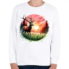 PRINTFASHION Szarvas - erdei naplemente - ajándék vadászoknak - Gyerek pulóver - Fehér gyerek pulóver, kardigán