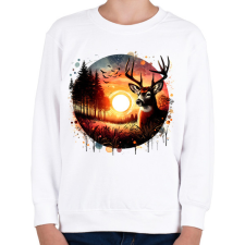 PRINTFASHION Szarvas - erdei naplemente - ajándék vadászoknak - Gyerek pulóver - Fehér gyerek pulóver, kardigán