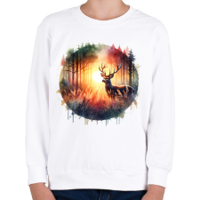 PRINTFASHION Szarvas - erdei naplemente - ajándék vadászoknak - Gyerek pulóver - Fehér gyerek pulóver, kardigán