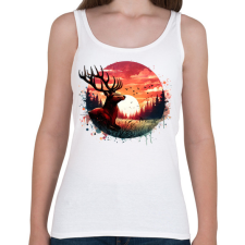 PRINTFASHION Szarvas - erdei naplemente - ajándék vadászoknak - Női atléta - Fehér női trikó