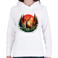 PRINTFASHION Szarvas - erdei naplemente - ajándék vadászoknak - Női kapucnis pulóver - Fehér női pulóver, kardigán
