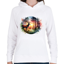 PRINTFASHION Szarvas - erdei naplemente - ajándék vadászoknak - Női kapucnis pulóver - Fehér női pulóver, kardigán