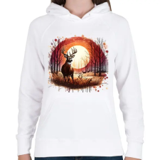 PRINTFASHION Szarvas - erdei naplemente - ajándék vadászoknak - Női kapucnis pulóver - Fehér női pulóver, kardigán