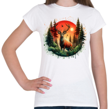 PRINTFASHION Szarvas - erdei naplemente - ajándék vadászoknak - Női póló - Fehér női póló
