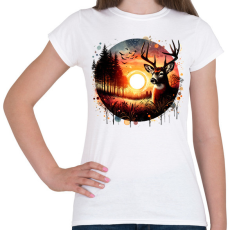 PRINTFASHION Szarvas - erdei naplemente - ajándék vadászoknak - Női póló - Fehér