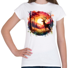 PRINTFASHION Szarvas - erdei naplemente - ajándék vadászoknak - Női póló - Fehér