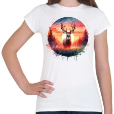 PRINTFASHION Szarvas - erdei naplemente - ajándék vadászoknak - Női póló - Fehér női póló