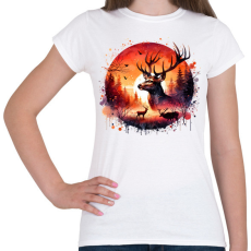 PRINTFASHION Szarvas - erdei naplemente - ajándék vadászoknak - Női póló - Fehér