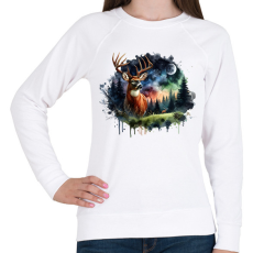 PRINTFASHION Szarvas - erdei naplemente - ajándék vadászoknak - Női pulóver - Fehér