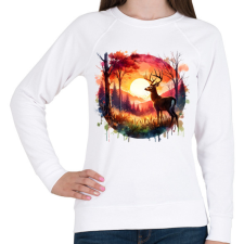 PRINTFASHION Szarvas - erdei naplemente - ajándék vadászoknak - Női pulóver - Fehér női pulóver, kardigán
