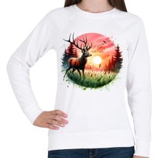 PRINTFASHION Szarvas - erdei naplemente - ajándék vadászoknak - Női pulóver - Fehér