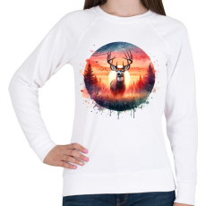 PRINTFASHION Szarvas - erdei naplemente - ajándék vadászoknak - Női pulóver - Fehér