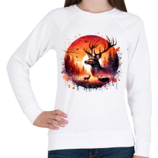 PRINTFASHION Szarvas - erdei naplemente - ajándék vadászoknak - Női pulóver - Fehér női pulóver, kardigán