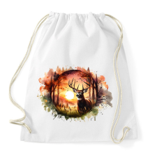 PRINTFASHION Szarvas - erdei naplemente - ajándék vadászoknak - Sportzsák, Tornazsák - Fehér tornazsák