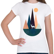 PRINTFASHION Szarvas és hegyek - Női póló - Fehér női póló