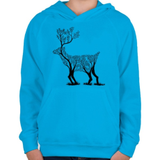 PRINTFASHION Szarvas fa  - Gyerek kapucnis pulóver - Azúrkék