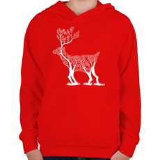 PRINTFASHION Szarvas fa - Gyerek kapucnis pulóver - Piros