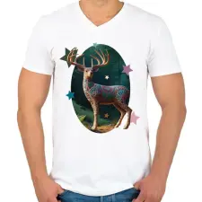 PRINTFASHION Szarvas - Férfi V-nyakú póló - Fehér férfi póló
