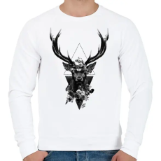 PRINTFASHION szarvas minta - Férfi pulóver - Fehér