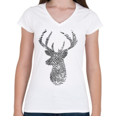 PRINTFASHION Szarvas  - Női V-nyakú póló - Fehér