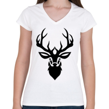 PRINTFASHION szarvas - Női V-nyakú póló - Fehér női póló