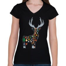 PRINTFASHION szarvas - Női V-nyakú póló - Fekete női póló
