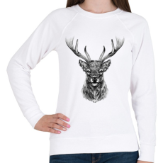 PRINTFASHION szarvas portré - Női pulóver - Fehér