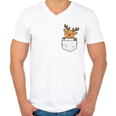 PRINTFASHION Szarvas zsebben - Férfi V-nyakú póló - Fehér