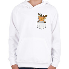 PRINTFASHION Szarvas zsebben - Gyerek kapucnis pulóver - Fehér gyerek pulóver, kardigán