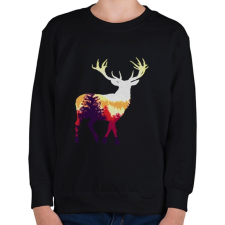 PRINTFASHION szarvasban az erdő - Gyerek pulóver - Fekete gyerek pulóver, kardigán