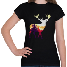 PRINTFASHION szarvasban az erdő - Női póló - Fekete női póló