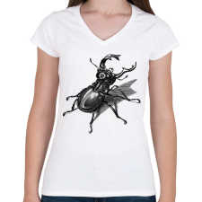 PRINTFASHION Szarvasbogár - vonalrajz - Női V-nyakú póló - Fehér női póló