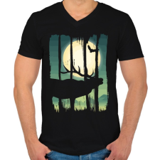 PRINTFASHION Szarvasbőgés - Férfi V-nyakú póló - Fekete férfi póló