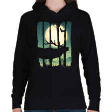 PRINTFASHION Szarvasbőgés - Női kapucnis pulóver - Fekete női pulóver, kardigán