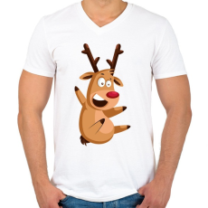 PRINTFASHION Szarvaska - Férfi V-nyakú póló - Fehér