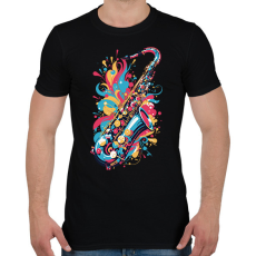 PRINTFASHION Szaxofon - Férfi póló - Fekete