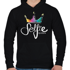 PRINTFASHION Szelfi királynő - Férfi kapucnis pulóver - Fekete