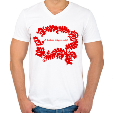 PRINTFASHION Szelíd szitkok - kakas csípje meg - Férfi V-nyakú póló - Fehér férfi póló