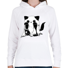 PRINTFASHION Szellem cica - Női kapucnis pulóver - Fehér női pulóver, kardigán