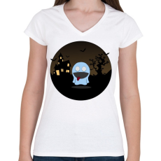 PRINTFASHION Szellem - Női V-nyakú póló - Fehér