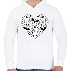 PRINTFASHION Szellem szív - Férfi kapucnis pulóver - Fehér