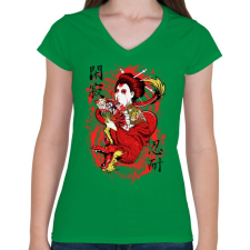 PRINTFASHION Szellemsárkány - Női V-nyakú póló - Zöld női póló