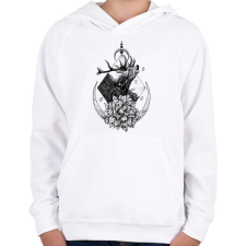 PRINTFASHION Szent szarvas  - Gyerek kapucnis pulóver - Fehér gyerek pulóver, kardigán