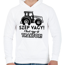 PRINTFASHION Szép vagy mint egy új traktor - Férfi kapucnis pulóver - Fehér férfi pulóver, kardigán