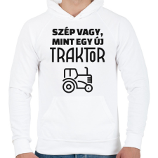 PRINTFASHION Szép vagy, mint egy új traktor - Férfi kapucnis pulóver - Fehér férfi pulóver, kardigán